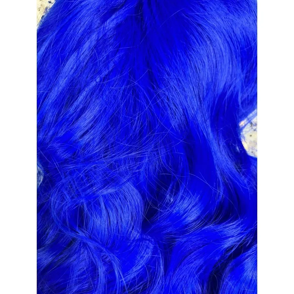 NOSTALGIA Dark Blue Wig with Bangs for Women, 26 Inch Wavy Synthetic Wig